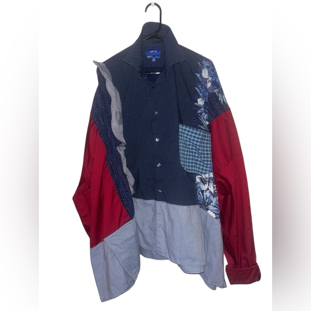 Stylish Women's Upcycled Patchwork Button Down Sh… - image 1